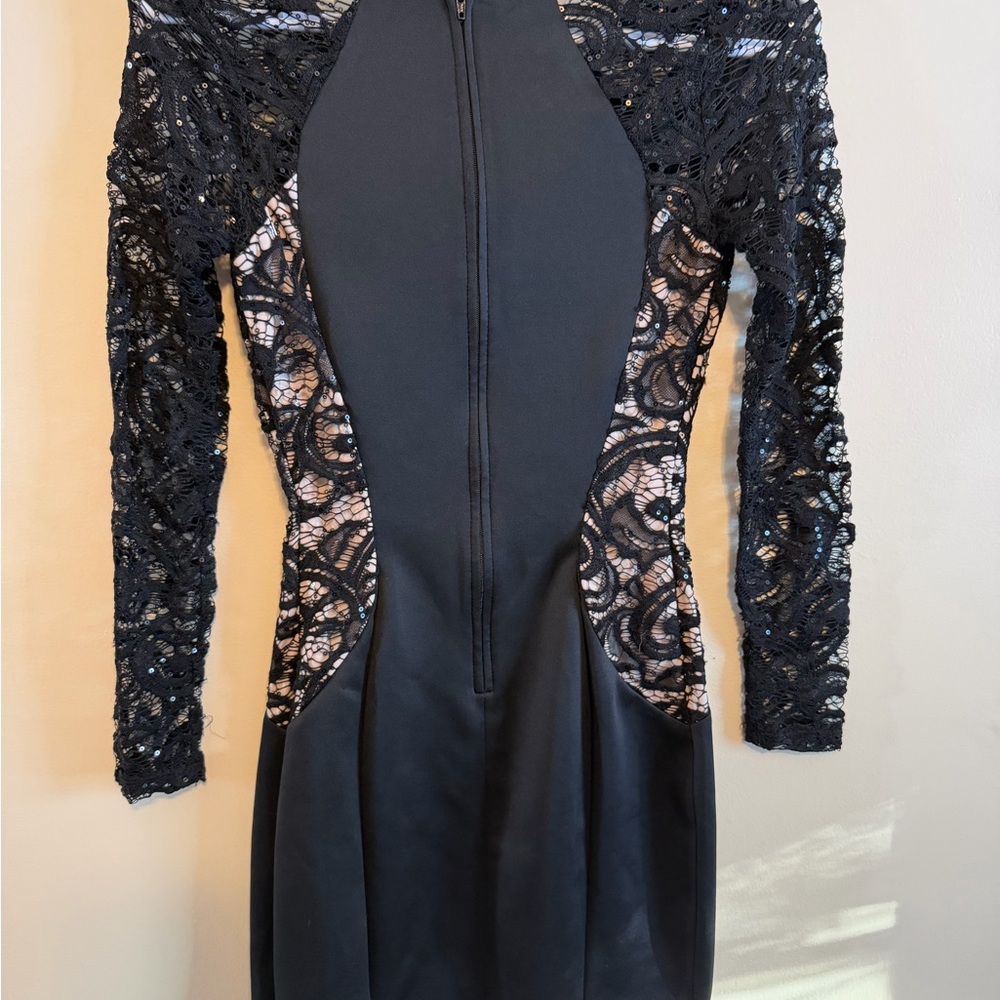 BCX Black and Lace Long Sleeve Dress - Picture 2 of 4